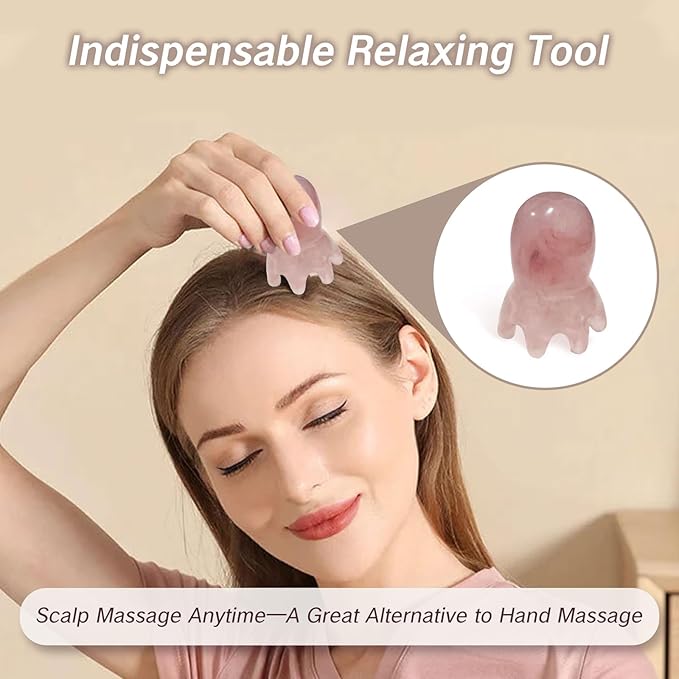 NIIIYTYB 2Pcs Head Massage Tools - Scalp Massager & Scraper for Deep Relaxation - Acupressure Massager - Pink