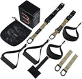 Suspension Trainer, Bodyweight Training Straps for Full Body Workouts at Home, Includes Door Anchor, Extension Arms and Advanced Foot Straps. Green