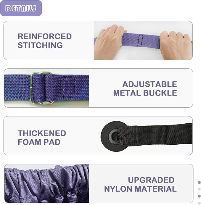 Leg Stretcher Strap - Yoga Stretching Strap,Yoga Door Swing,Backbend Training Rope with Door Anchor, Flexibility Trainer Stretching Equipment Assist Stretch Strap for Fitness Gymnastics Dance Aerial Ballet (purple)