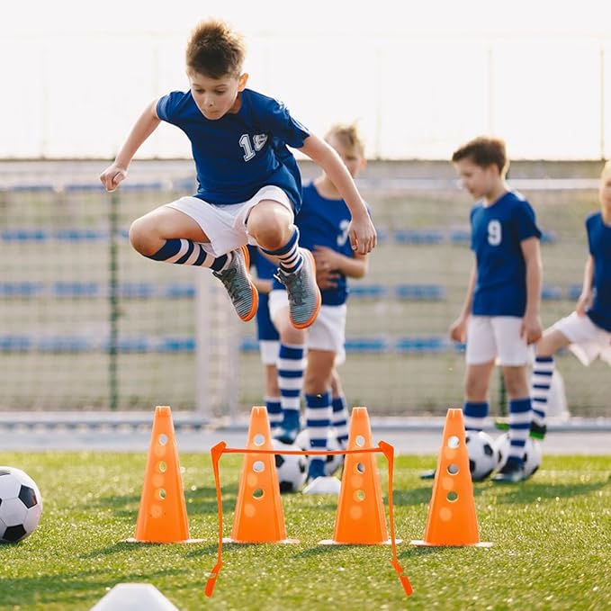 Toyvian Adjustable Soccer Training Hurdles for Agility and Speed, Foldable Plastic Football Speed Hurdle with 3-Level Height Settings, Lightweight Running Training Equipment for Football