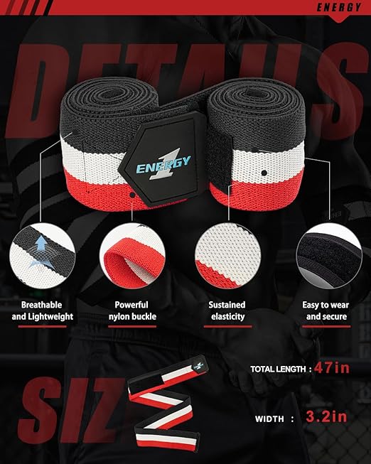 kcross Elbow Wraps for Weightlifting, 47" Strengthening support Elbow Sleeve Weightlifting (1 Pair) for Powerlifting, Bench Press, Gym Workout (Classic Trio)
