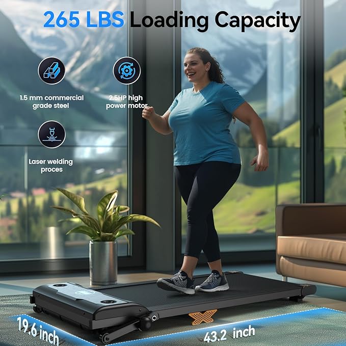 Walking Pad with Incline, 2.5HP Under Desk Treadmill, 3 in 1 Portable Treadmill with Remote Control, LED Display, Hidden Safety Switch, Mini Walking Jogging Machine for Home Office