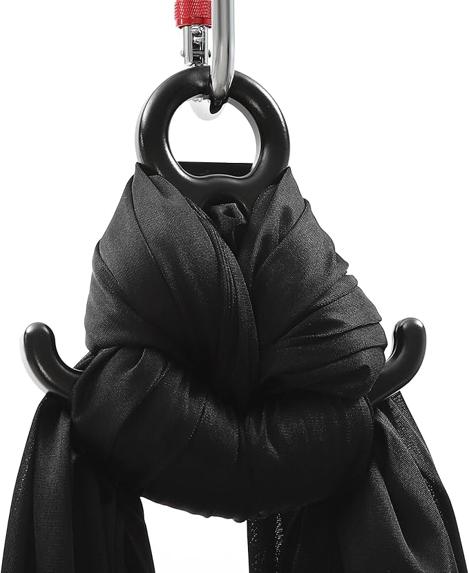 16.4FT 5 m Aerial Yoga Swing Sling Strong Yoga Hammock Kit, Aerial Silks Equipment Set, 440.92 Max Load Capacity, Black