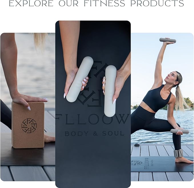 FFLLOOWW Premium Cork Yoga Block – Non-Slip, High-Density Support for Yoga, Pilates, Stretching, Home Workouts & Balance Training