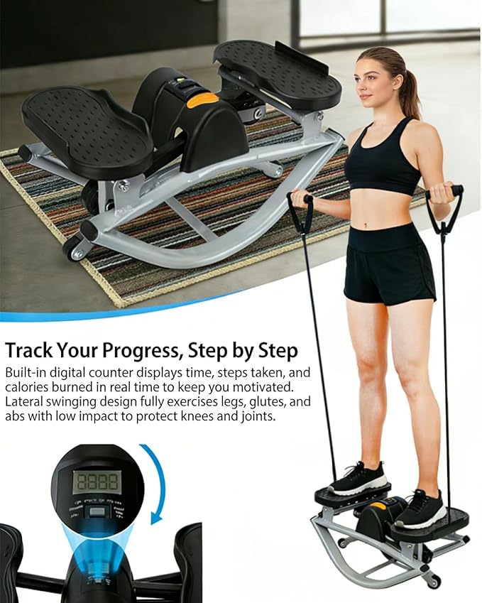 Lateral Rocking Fitness Stepper for Knees and Joints, Home Workout Machine, Portable Compact Side-to-Side Steppers for Legs, Glutes, Absz, Low-Impact Lateral Steppers