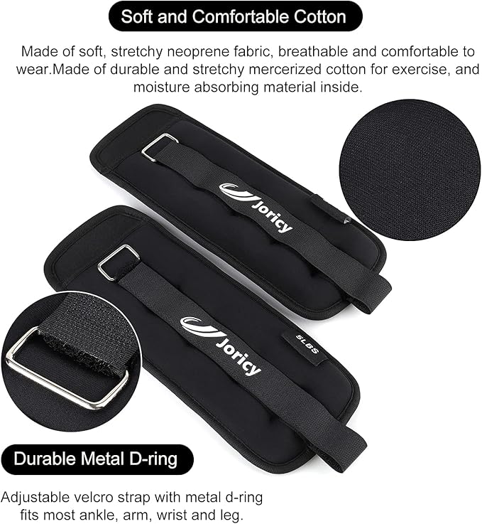 Ankle Weights A Pair of 1/2/3/4/6/8/10/12/20 LBS Wrist Leg Arm Weights for Women Men with Adjustable Straps, Strength weighted for Physical Therapy Running Walking Fitness Gym Workout