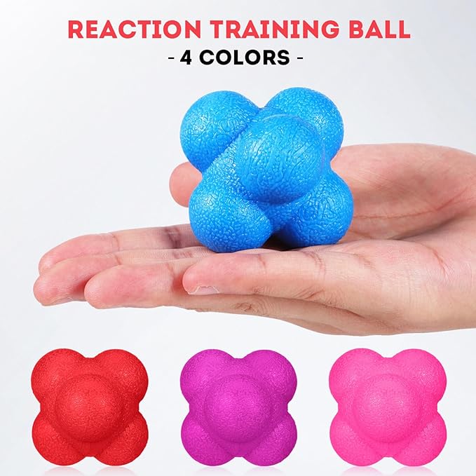 Kisangel Hand Eye Coordination Training Reaction Balls Set with 4 Multi-Color Balls and Speed Agility Tool Portable Sports Equipment for Basketball Football Training 7.87 X 7.87 X 1.57 Inches