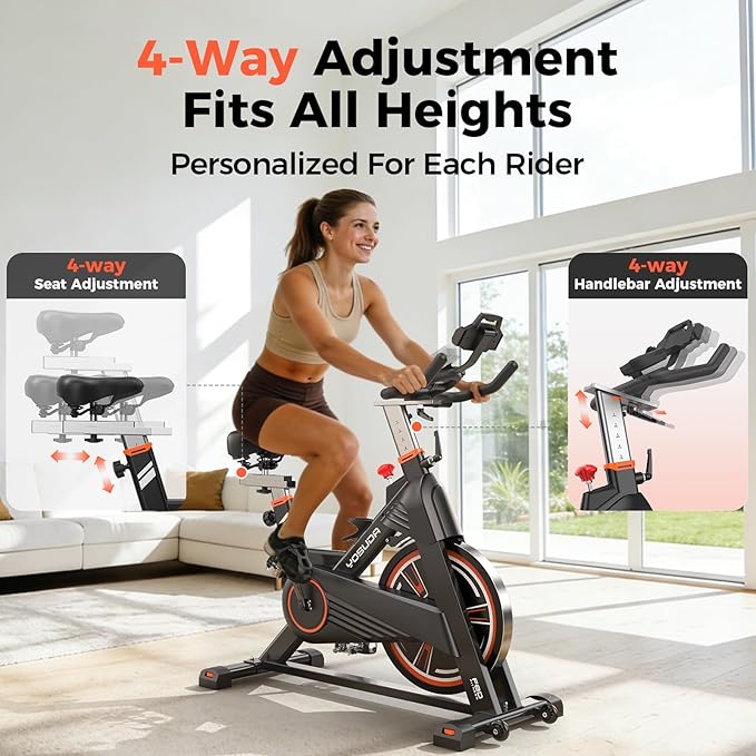 YOSUDA PRO Magnetic Exercise Bike 350 lbs Weight Capacity - Indoor Cycling Bike Stationary with Comfortable Seat Cushion, Silent Belt Drive 010C