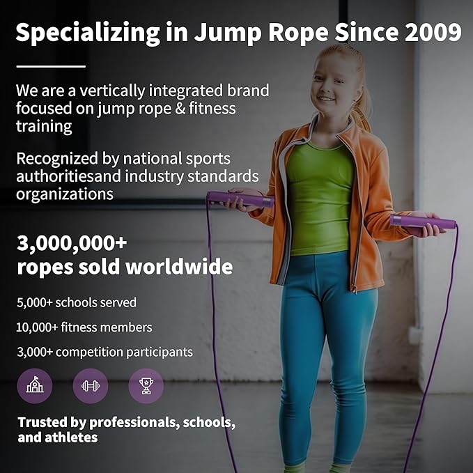 YUEDONG Adjustable Jump Rope Dual Ball Bearings,Tangle-Free 2-Section Rope,Self-Locking,Ergonomic Handles for Fitness,Boxing,HIIT,Men Women Kids