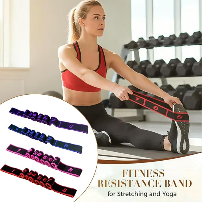 Fitness Resistance Band for Stretching and Yoga, Number Stretch Resistance Band with Clear Markings, 8-Section Elastic Training Bands