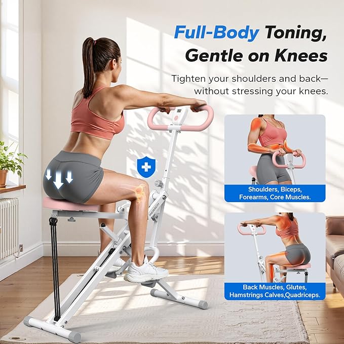 Squat Machine, MERACH R07 2 in 1 Squat Rowing Machine, Easy Setup & Foldable Exercise Equipment, Glute Trainer Machine, Glutes & Leg Home Workout Machine