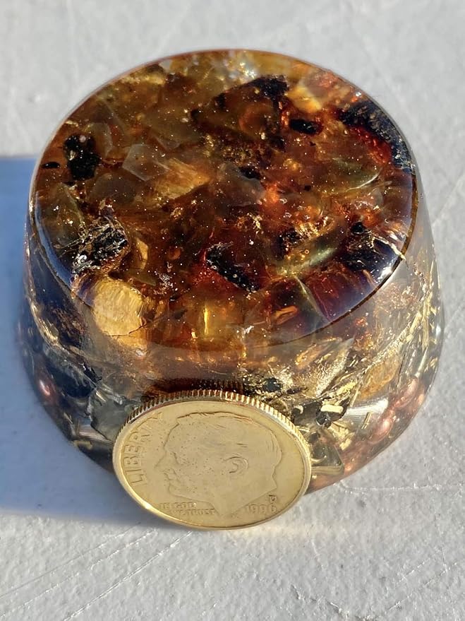 Amber Orgone Generator Energy Accumulator 528Hz/7.83Hz/Advance Harmonics Many Beautiful Ingredients and Colors! (Amber)