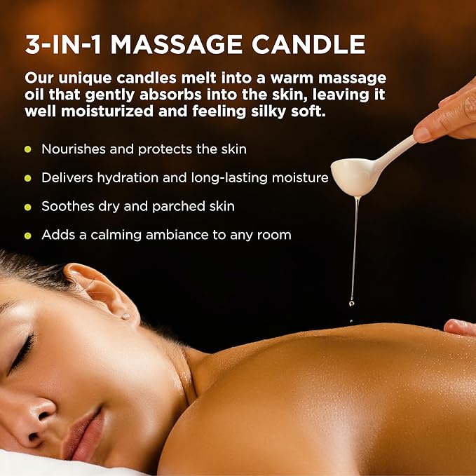 3-in-1 Massage Candle, Isle of You Scent - 6 oz. - Candle, Massage Oil & Moisturizer in One - Coconut, Apricot & Soybean Oil - Vegan & Cruelty Free