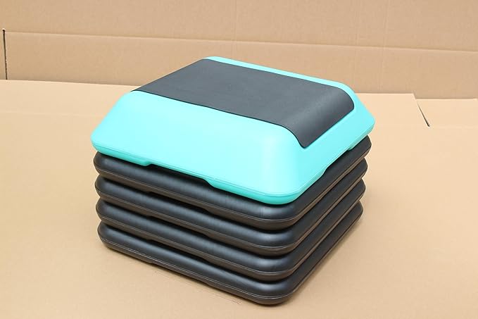 16"x16" Adjustable High Step Aerobic Platform With 4 Risers, Height-Adjustable Step Aerobics Platform For Home Gym Exercise Fitness Workout Blackish Green As shown One size