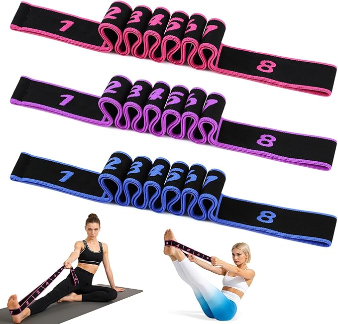 Fitness Resistance Bands with Handles, 2026 Upgrade Fitness Resistance Band for Stretching and Yoga, Fashion Puller Exercise, Adjustable Leg Stretcher Bands for Full Body Stretching Shaping
