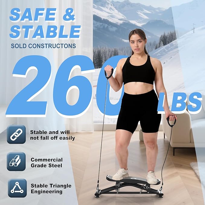 Balancing Machine for Full Body Workout，Simulated Ski Full Body Cardio Workout Equipment，Sliding Ski Simulator with Resistance Bands，Portable Twist Balance Trainer Featuring LCD Display