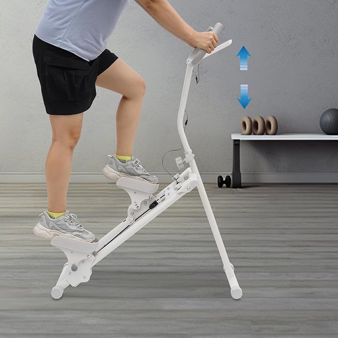 DYRABREST Foldable Stair Stepper Machine with Resistance Bands, 3-Level Vertical Climber with Digital Monitor, 264 lbs Capacity Home Cardio Workout Equipment for Small Spaces (White)