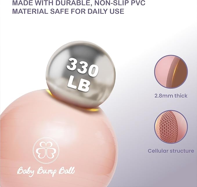 Baby Bump Birthing Ball for Pregnancy & Labor | Maternity, Yoga, Pilates & Exercise Ball | Anti-Burst, Non-Slip Design