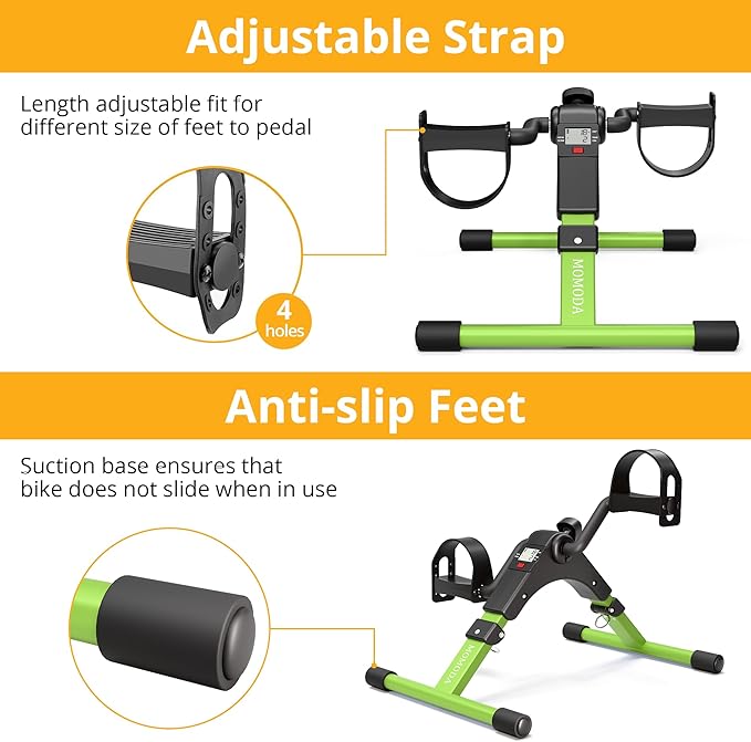 Pedal Exerciser Desk Exercise Bike Leg and Arm Bike with LCD Monitor Foldable (black/green)