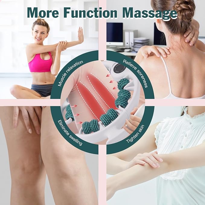 Cellulite Massage Tool Cellulite Roller for Legs/Thighs/Body, Lymphatic Drainage Massager Anti Cellulite Smooth & Firm Cellulite Remover Help Relax Muscles and Stimulate Circulation, Green-White