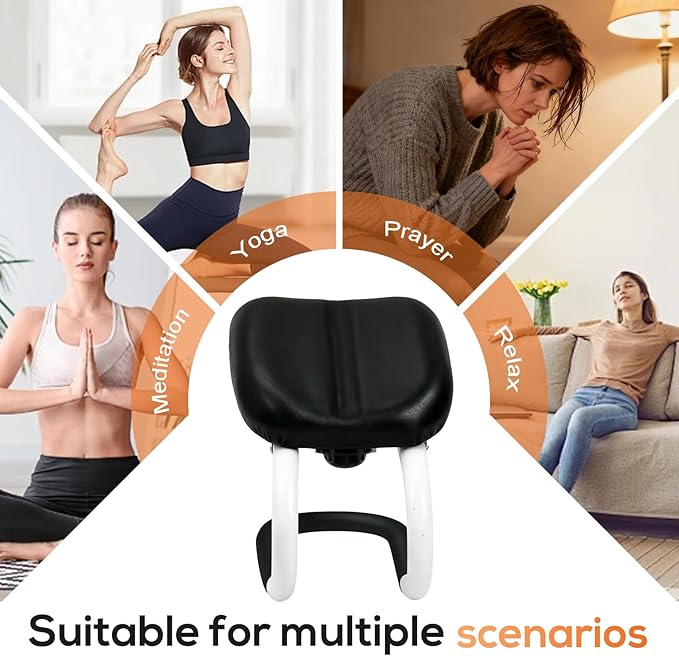 Meditation Bench | Meditation Chair | Kneeling Prayer Bench | Seiza Chair - Adjustable Height, Portable Metal Stool with Non-Slip Cushion for Home, Yoga & Prayer