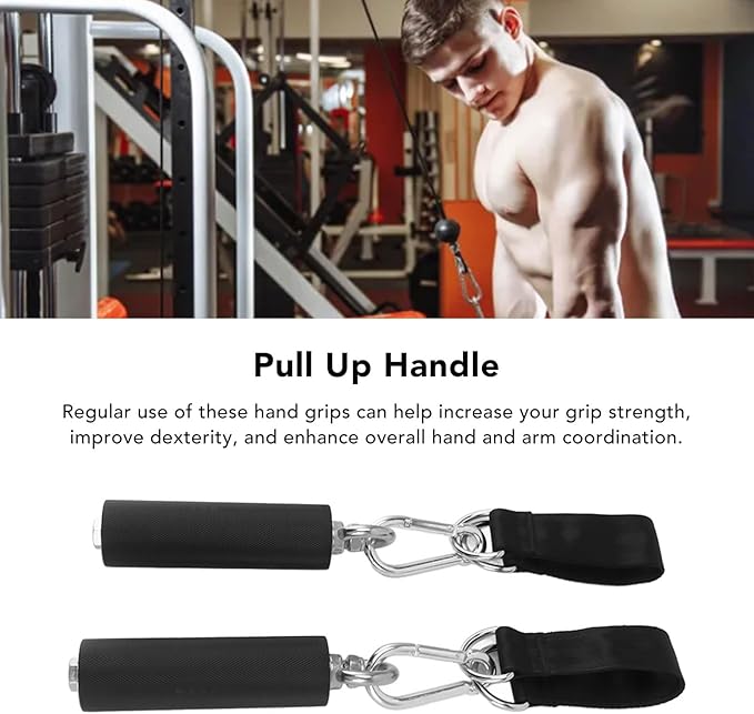 Pull Up Handle Cable Attachment with TPR Rubber Coated Grip, Anti - Slip Weightlifting Gym Equipment Handle - Comfortable Strength Training, Portable Fitness Accessory for Home o