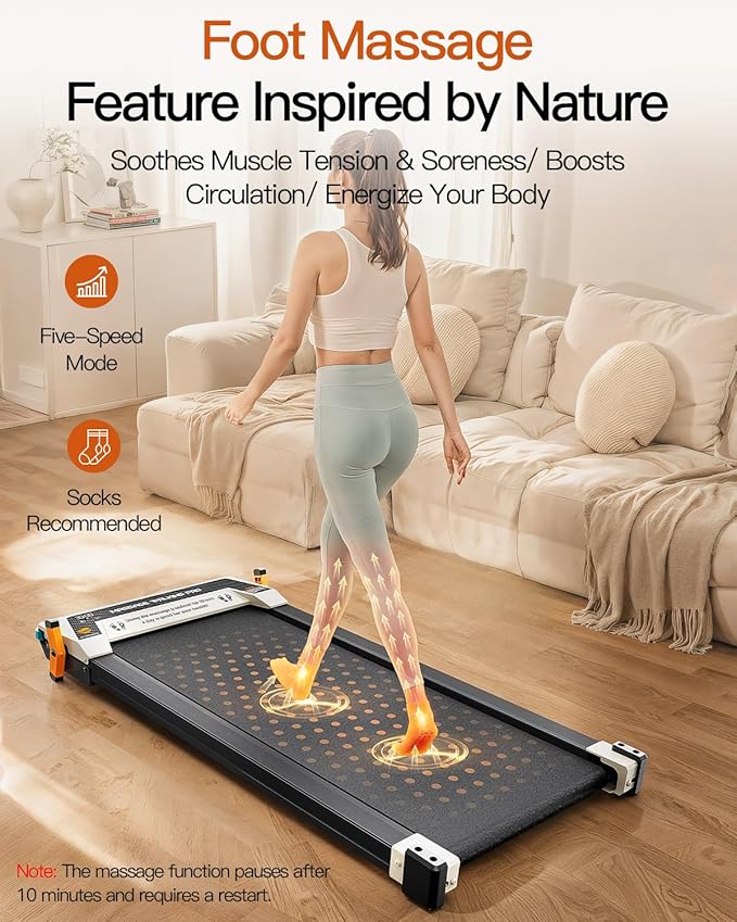 FUNRAY Walking Pad with Incline, Under Desk Treadmill with 2 Control Options, Ultra Slim Design and Double Shock Absorption, LED Display, Powerful and Quiet Treadmill for Walking/Jogging