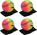PATIKIL 2.5 Inch Sports Wrist Ball, 4Pcs Baseball Rubber Rebound Wristband Wrist Return Ball Sport on A String for Exercise Play, Mixed Colors