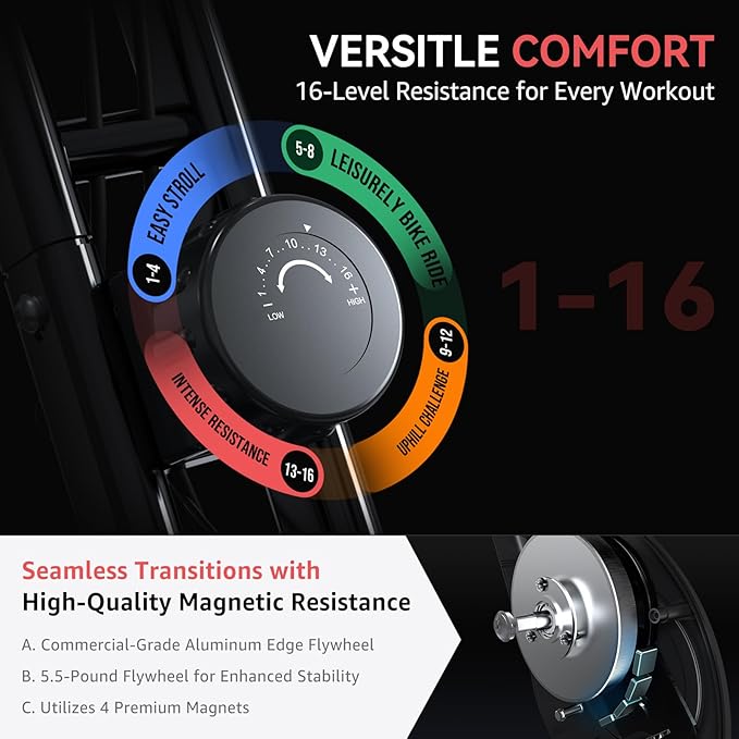 Foldable Exercise Bike for Small Apartments, Stationary Bikes for Home, Indoor Portable Cycling Bike with 16-Level Magnetic Resistance, 260LBS Capacity, 5.5 LBS Flywheel, for Small Space Workout 816