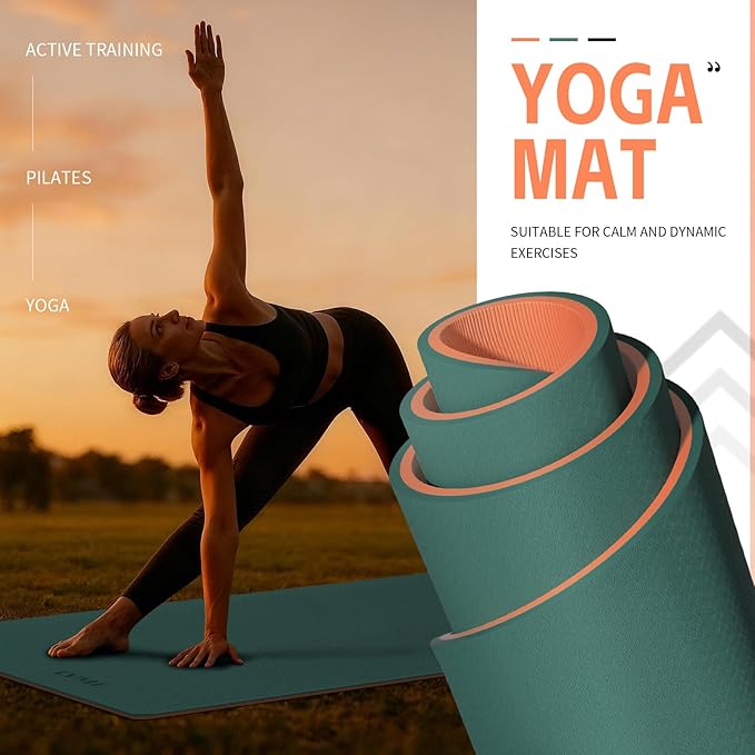 Extra Thick Yoga Mat -0.4Inch(10mm),Non-Slip Yoga Mat, 72"x24" Exercise & Fitness Mat with Carrying Strap, Workout Mats for Yoga, Pilates and Floor Exercise