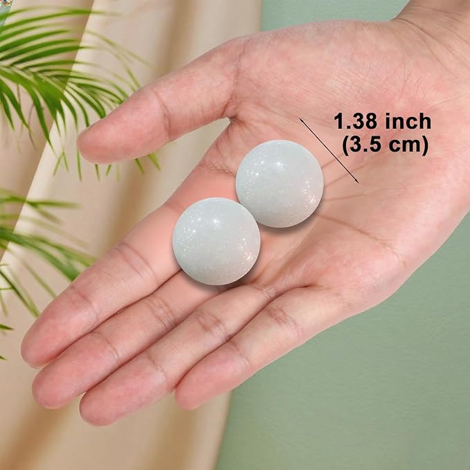 Natural Marble Baoding Chinese Meditation Balls, Stress Relief Hand Exercise Therapy Set, White Small-1.38"