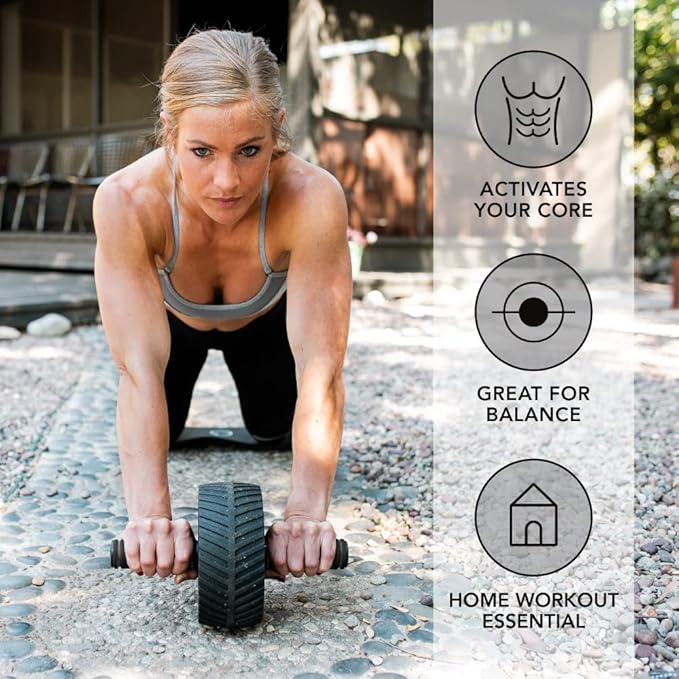 Sports Research Ab Wheel Roller with Knee Pad | Sturdy 3" Wheel for Core Workouts in The Gym or at Home