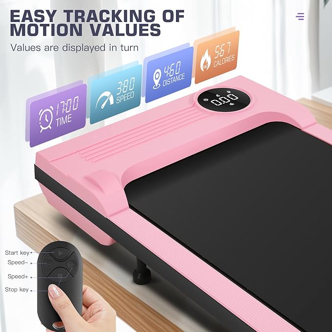 Under Desk Walking Pad for Home Office - 2.5 HP Portable Treadmill With 300 lb Capacity, Compact Jogging Running Machine, Remote Control and LED Display