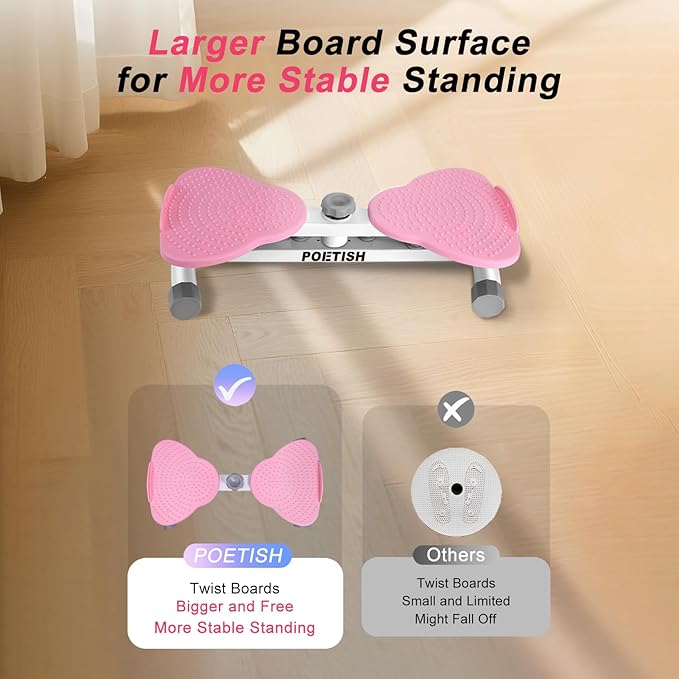 Waist Twister Ab Machine, 300 lbs Weight Capacity, Adjustable Ab Twister Board with Foot Massage for Belly Fat Loss, Noiseless Home Gym Equipment for Women/Men