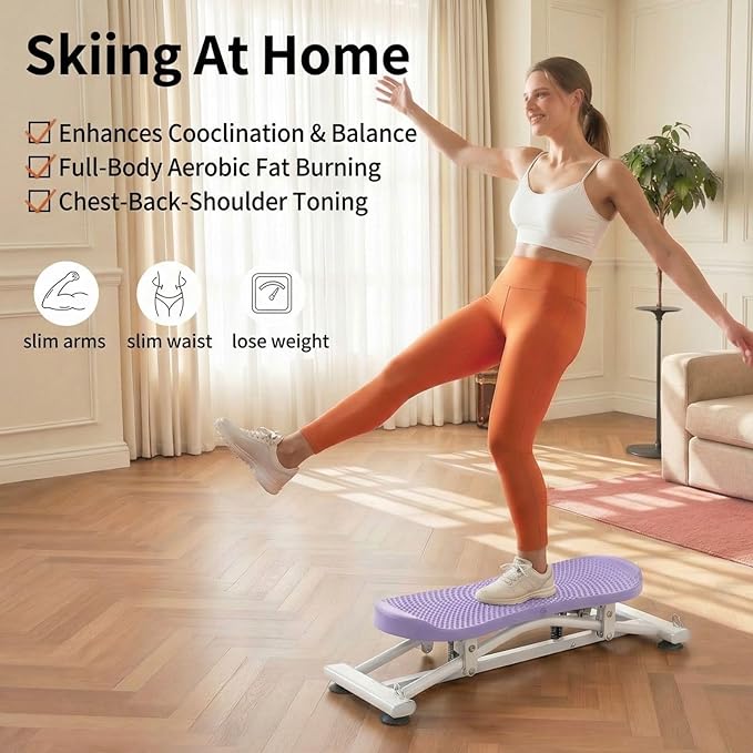 Balance Board for Adults, Rocking Stepper with Resistance Bands, Portable Wobble Board with LCD Monitor, 300 lbs Capacity Ski Trainer for Full Body Workout at Home Gym