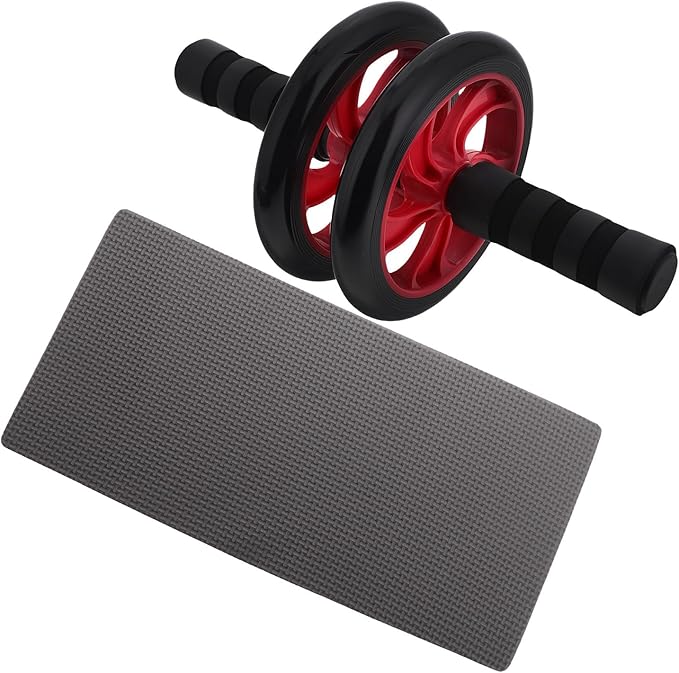 Cabilock Red Silent Ab Roller Wheel Fitness Equipment for Home and Outdoor Core Workout Abdominal Muscle Training Tool with Non-slip Grip for Men and Women