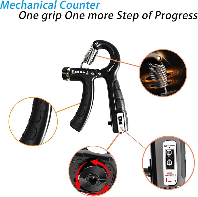 Strengthener Hand Grip Trainer Number Counter Forearm Finger Wrist Gripper Exerciser 5-60kg Adjustable Stretcher Squeezer Workout