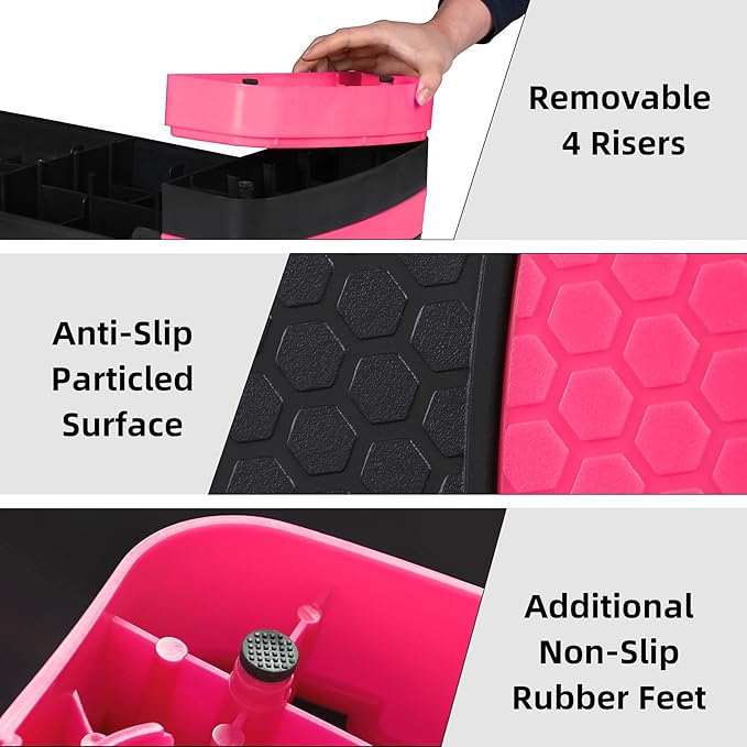 30" Aerobic Step Platform - 3-Level Adjustable Height (4"/6"/8"), Non-Slip Fitness Stepper w/Stackable Risers for Home Gym, Cardio & Strength Training