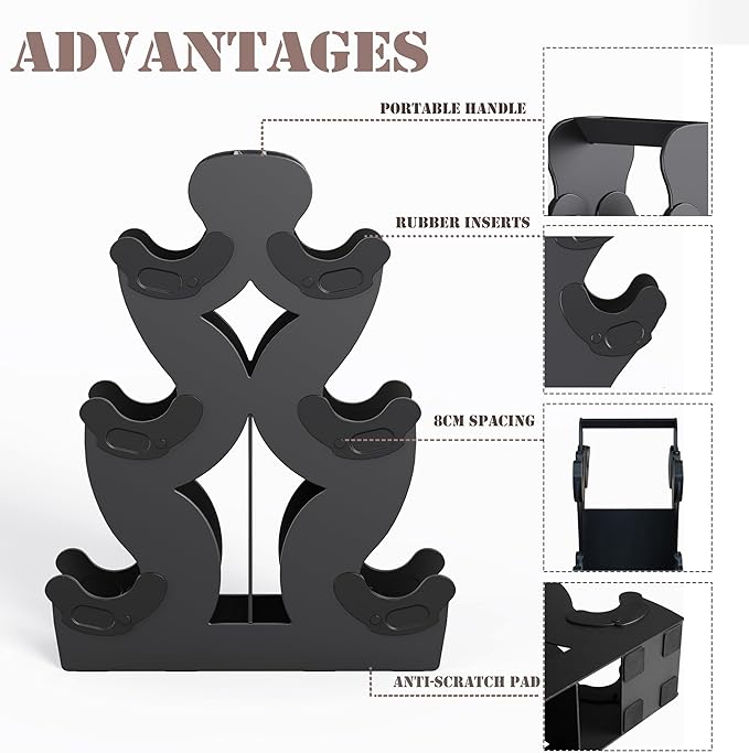 Dumbbell Rack, Stand Only, No Install Needed Small Weight Rack with Dumbbell Protector Edge,Suitable for Rubber-Coated Dumbbells