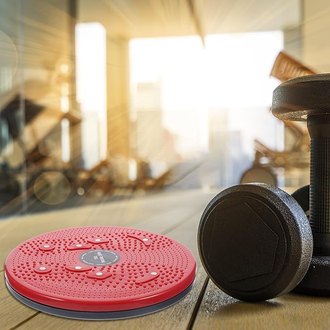 Yardwe Twist Board Fitness Device Red Rotating Waist Twisting Disc with Foot Massage for Indoor Body Shaping and Core Exercise