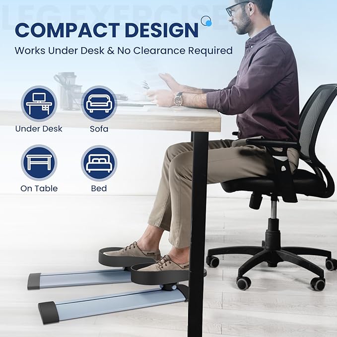 Leg Exerciser While Sitting for Seniors,Knee & Shoulder Exerciser for Home Office, Adaptable for Under Desk Arm& Leg Pedal Exerciser with Resistance, Low Impact Workout for Rehab,Non-Slip Mat Included