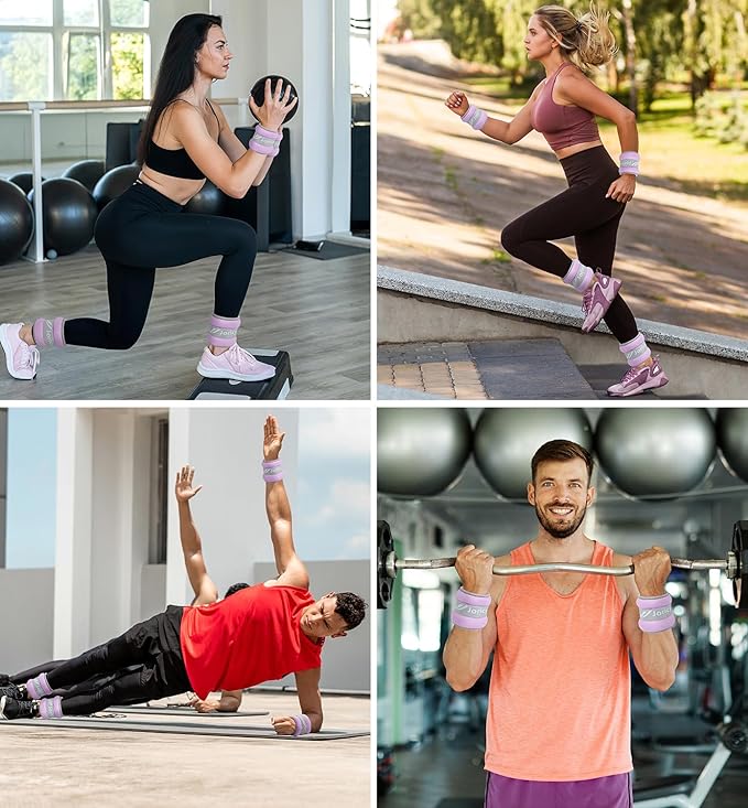 Ankle Weights A Pair of 1/2/3/4/6/8/10/12/20 LBS Wrist Leg Arm Weights for Women Men with Adjustable Straps, Strength weighted for Physical Therapy Running Walking Fitness Gym Workout