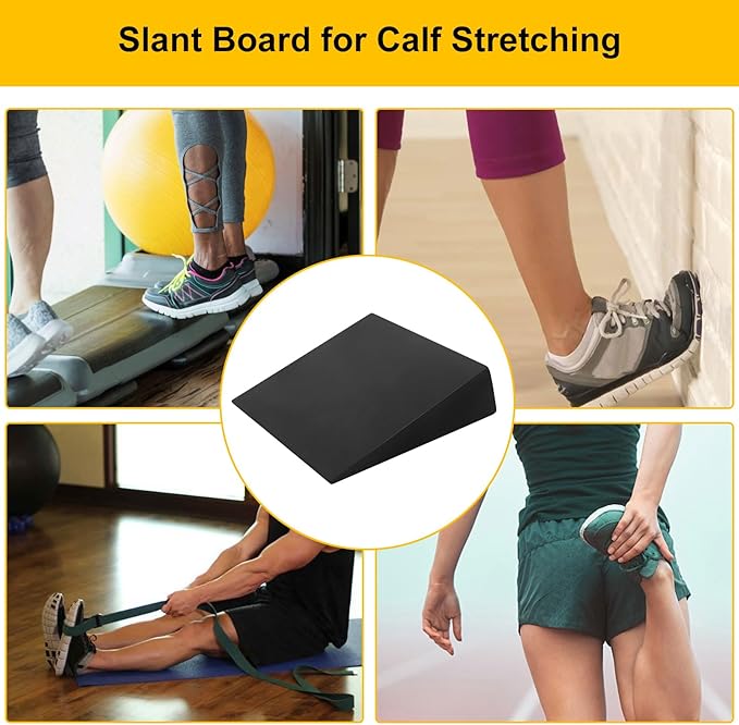 Squat Wedge - Non-slip Yoga Slant Board, High-Density Foam Stretching Equipment, Portable Professional Grade Workout Accessories For Men Women Improve Health, Black Calf Raise Block Leg Trainer