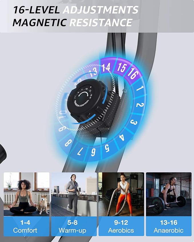 Indoor Exercise Bike for Seniors, 5 IN 1 Foldable Stationary Bike with Tri-Position Ride, 300LBS Capacity and 5.5 LBS Flywheel, Designed for Home Gym