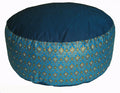 Meditation Cushion Zafu Pillow - Buckwheat and Kapok Fill - Indochine Diamond Teal
