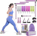 Portable Pilates Bar Kit with Resistance Bands (20, 30, 40, 50 LBS) – Adjustable Home Workout Equipment with 8 Week Training Program – Full Body Fitness Bar for Pilates, Strength Training