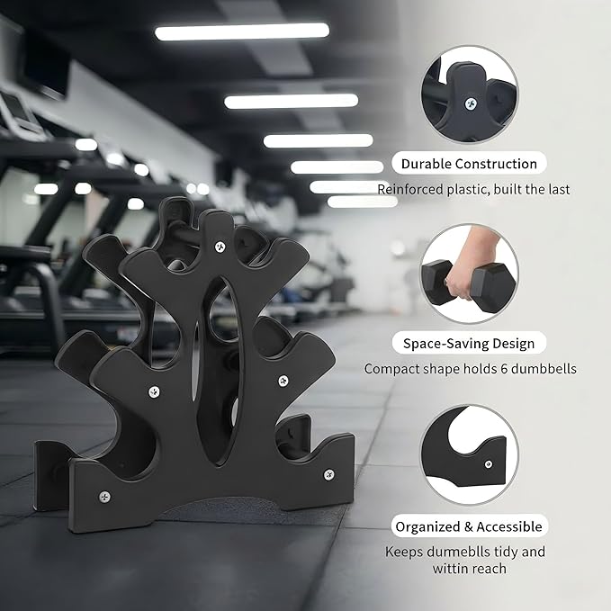 Dumbbell Rack Stand,3 Tier Dumbbell Weight Stand Weight Storage Organiser for Dumbbells Accessories Compact Weight Storage Solution for Home Gym Exercise,23x22.5x8.5cm(Dumbbells Not Included)