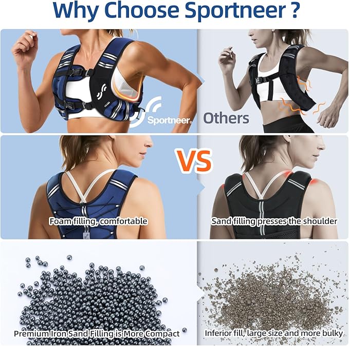 Sportneer Weighted Vest Woman: 8lb/12lb/15lb/20lb/25lb Weight Vest for Walking with Phone Bag, Adjustable Women Weighted Vest for Running Rucking Vest for Jogging Strength Training Weight Loss