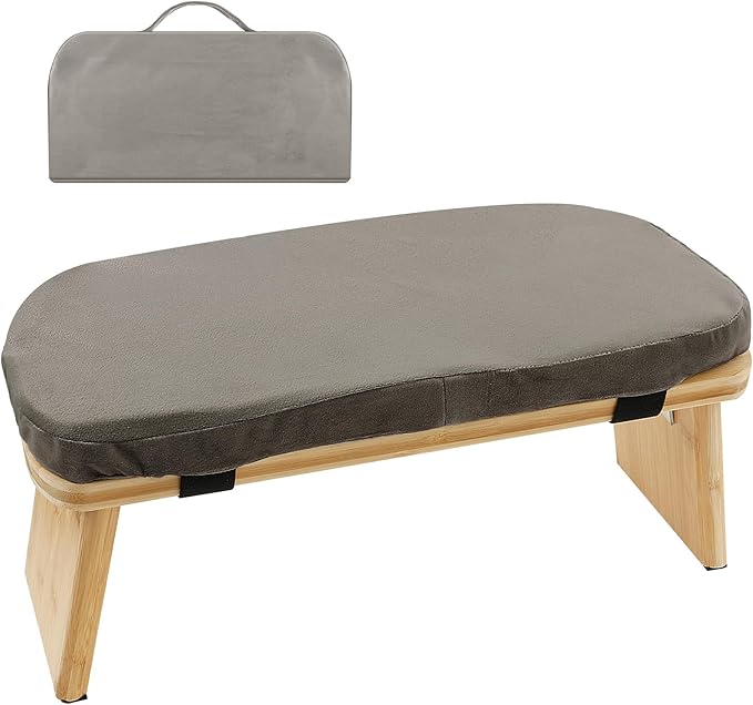 Meditation Ergonomic Bench, Yoga Prayer Meditation Bench with Soft Cushion, Yoga Bench Kneeling Stool Prayer Bench, Foldable Prayer Chair for Kneeling Sitting Prayer Extended Practice (Grey)