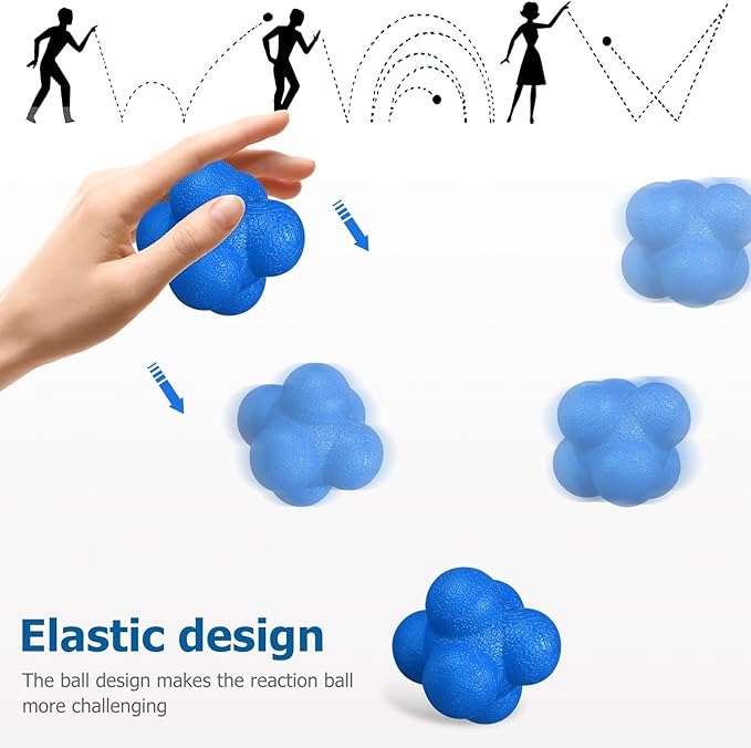 6 Pcs Hexagonal Reaction Balls Set for Indoor Training and Goalkeeper Reflex Agility, 7cm Fitness Balls for Sports Speed Coordination and Exercise